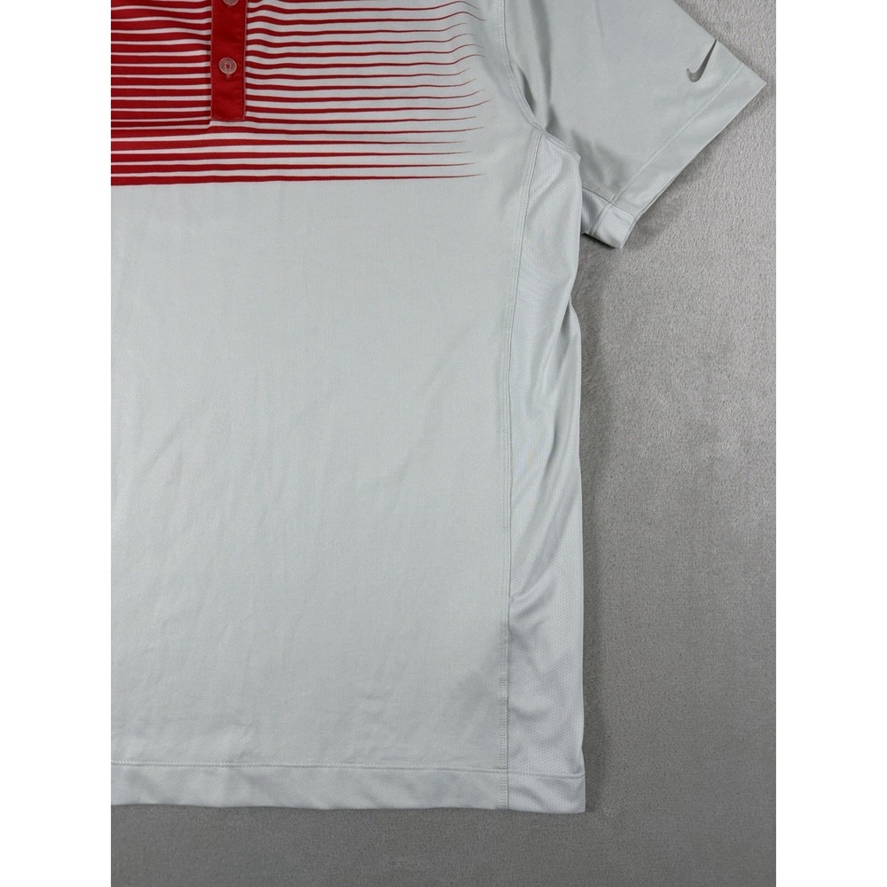 Nike Golf Dri Fit Polo Shirt Mens Medium Red‎ White Stripe Tour Performance - Picture 10 of 16